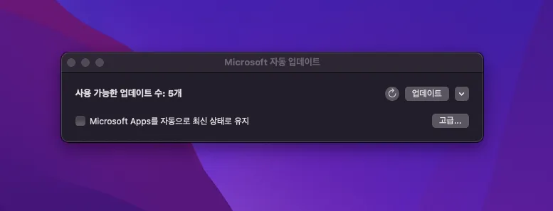 맥에서 MS오피스 자동 업데이트 끄기