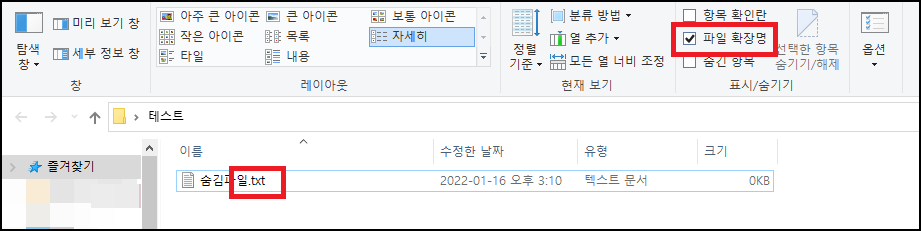 탐색기 확장자 보기