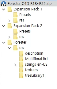 3DQUAKERS – Forester v1.5.2+ 확장 팩 v1+V2 사전 설정 팩 for C4D